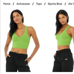 Worn 3 times. Alo Yoga “real bra tank” in green apple